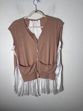 Maille Clu Tan White Sleeveless Layered Sweater Sz XS